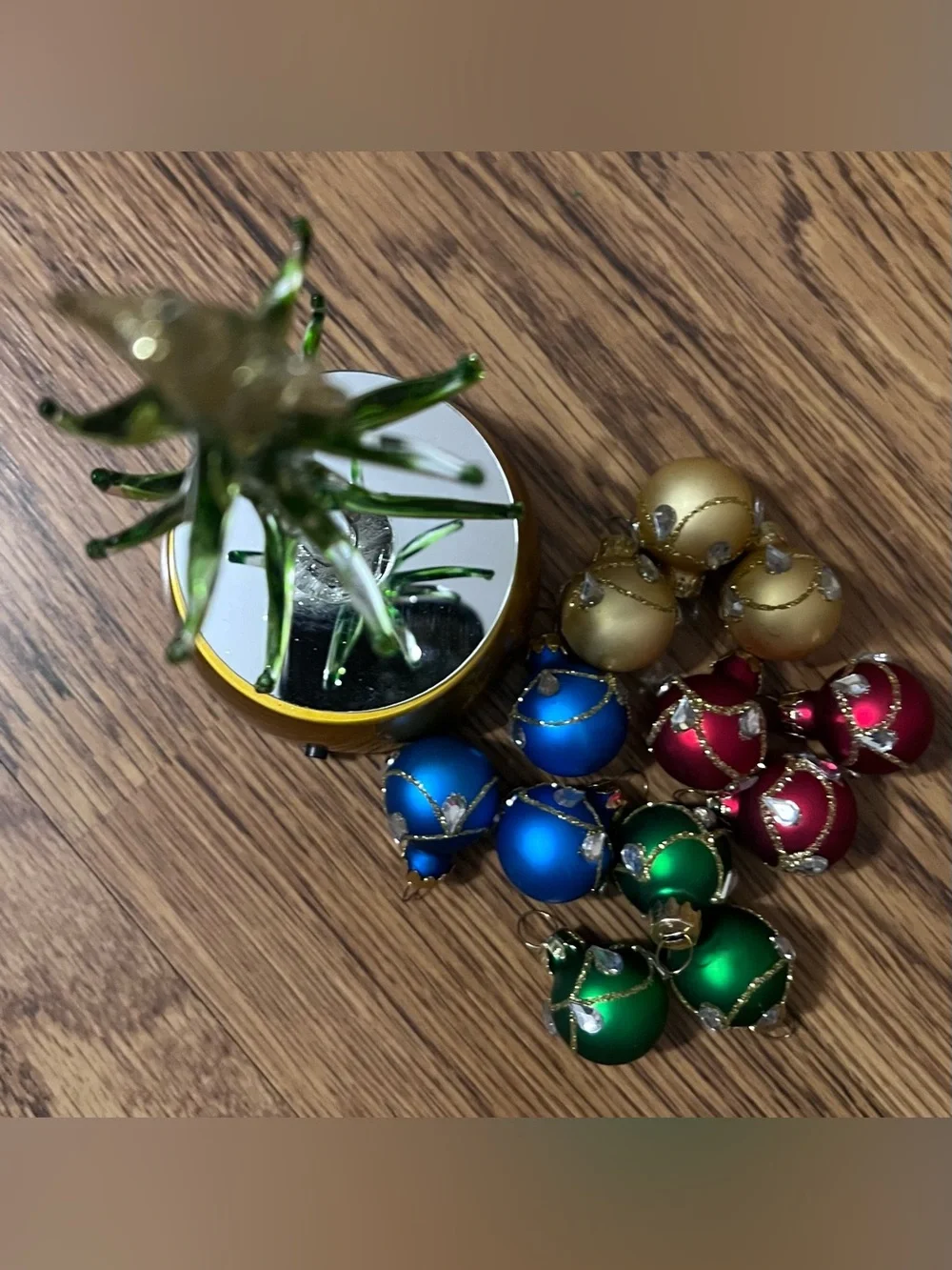 Handcrafted light up Mini Glass Christmas Tree MultiColor Ornaments holidays
